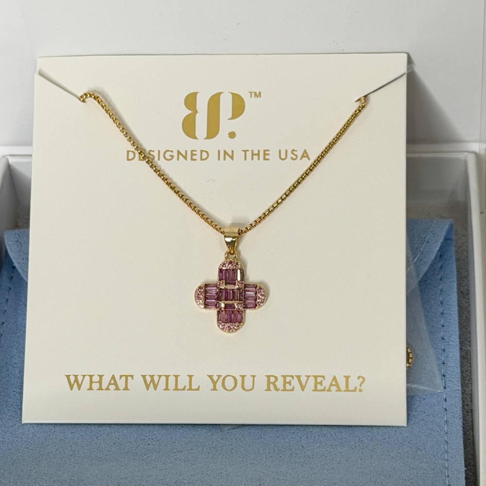 Bomb Party Vermeil Sterling Club  Cross Pendant Necklace - Obsessed with You